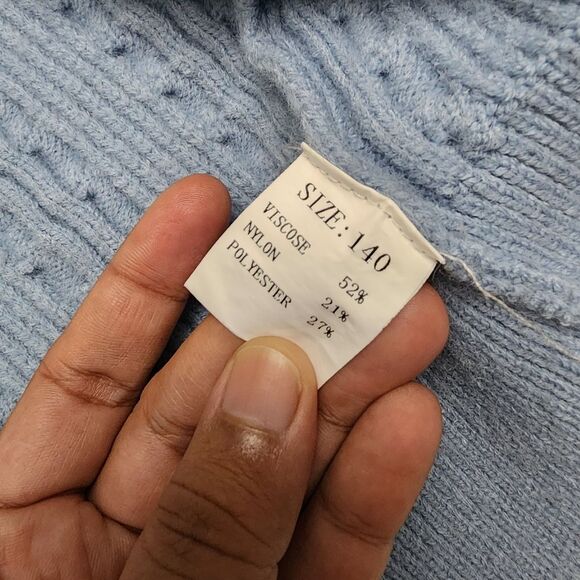 Girls Cable Knit Knitted Blue Cardigan Sweater Size 8-9 - Picture 3 of 6